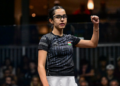 Anahat Singh playing squash