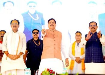 Chief Minister Dr. Mohan Yadav addressing a public gathering in Panna