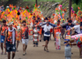 Pilgrims participating in the Kanwar Yatra under stringent security
