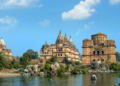 Historical monuments in Orchha along the Betwa River