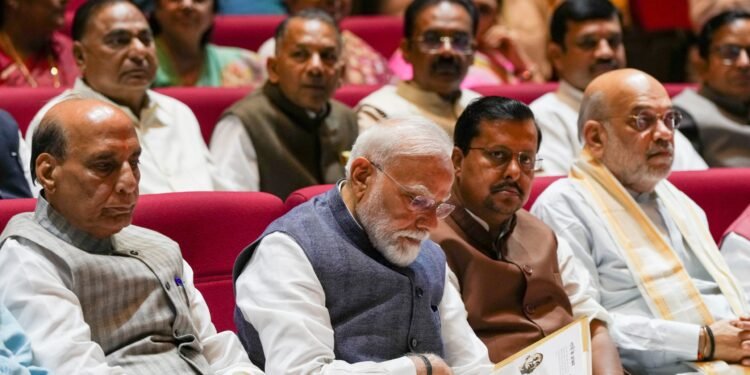 Prime Minister Narendra Modi addressing the NDA Parliamentary Party meeting