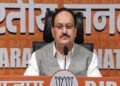 Union Minister JP Nadda speaking at a press conference