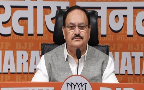 Union Minister JP Nadda speaking at a press conference