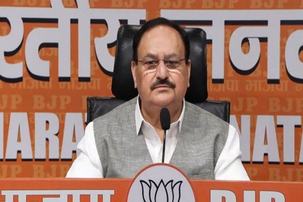 Union Minister JP Nadda speaking at a press conference