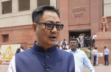 Union Minister Kiren Rijiju addressing media
