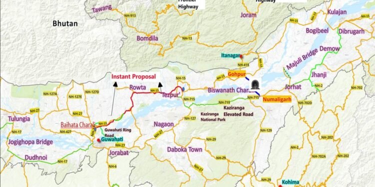 Guwahati-Tezpur Corridor construction site