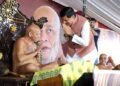 Chief Minister Dr. Mohan Yadav with Acharya Shri 108 Samay Sagar Ji Maharaj during the Kalash Sthapana ceremony