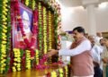 Chief Minister Dr. Mohan Yadav paying tribute to late Pt. Ravishankar Shukla