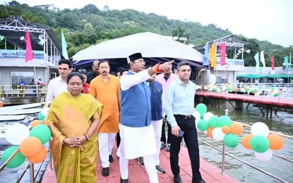 Bhopal's Upper Lake during the floating Tiranga display