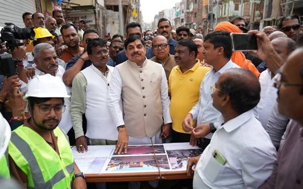 Madhya Pradesh Chief Minister Dr. Mohan Yadav inspecting road-widening work in Ujjain