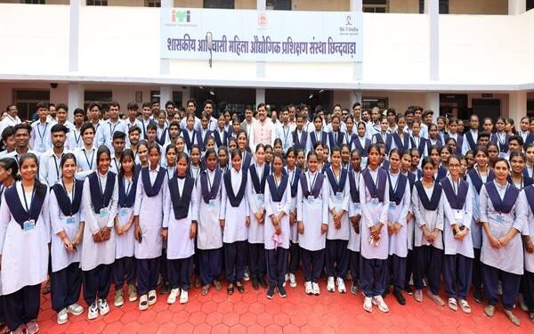 Chief Minister Dr. Mohan Yadav interacting with trainee students at the Government Tribal Women Industrial Training Institute
