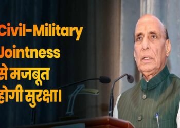 Defence Minister Rajnath Singh addressing the Armed Forces Headquarters Civilian Services Day celebrations