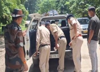 Tripura state police officer standing at attention