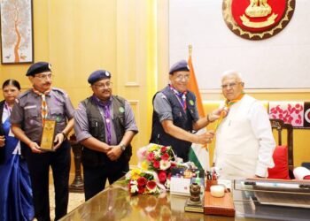 Governor Shri Mangubhai Patel at World Scout Scarf Day celebration