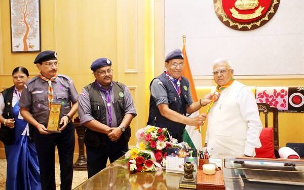 Governor Shri Mangubhai Patel at World Scout Scarf Day celebration
