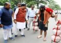 Chief Minister Dr. Mohan Yadav and Shri Babu Patel during the Kanwar pilgrimage in Indore
