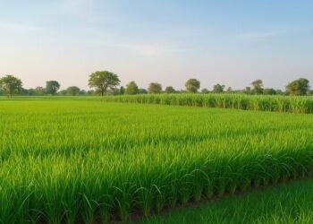 Fields of various crops under cultivation in India