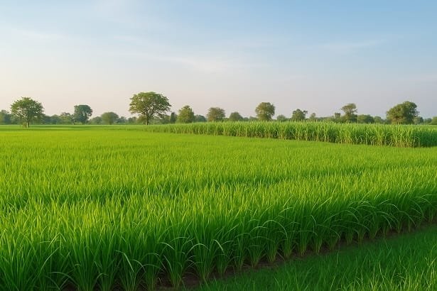 Fields of various crops under cultivation in India