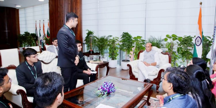 Raksha Mantri Rajnath Singh with Officer Trainees of Indian Defence Estates Service