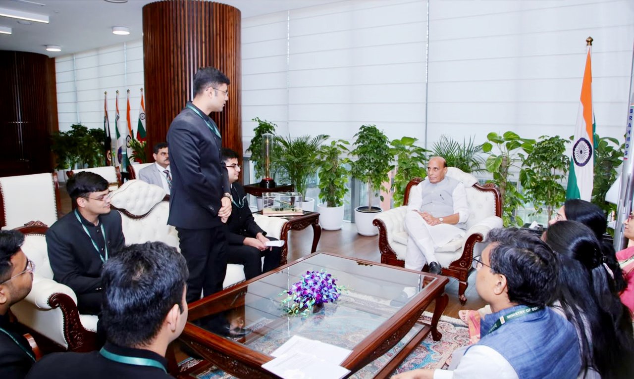 Raksha Mantri Rajnath Singh with Officer Trainees of Indian Defence Estates Service